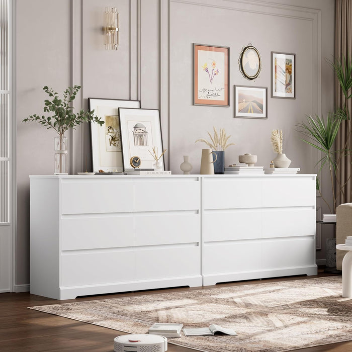 White 6-Drawer Dresser with Deep Storage