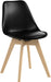 Set of 2 Modern Style Chair Dining Chairs, Shell Lounge Plastic Chair with Natural Wood Legs (Black)