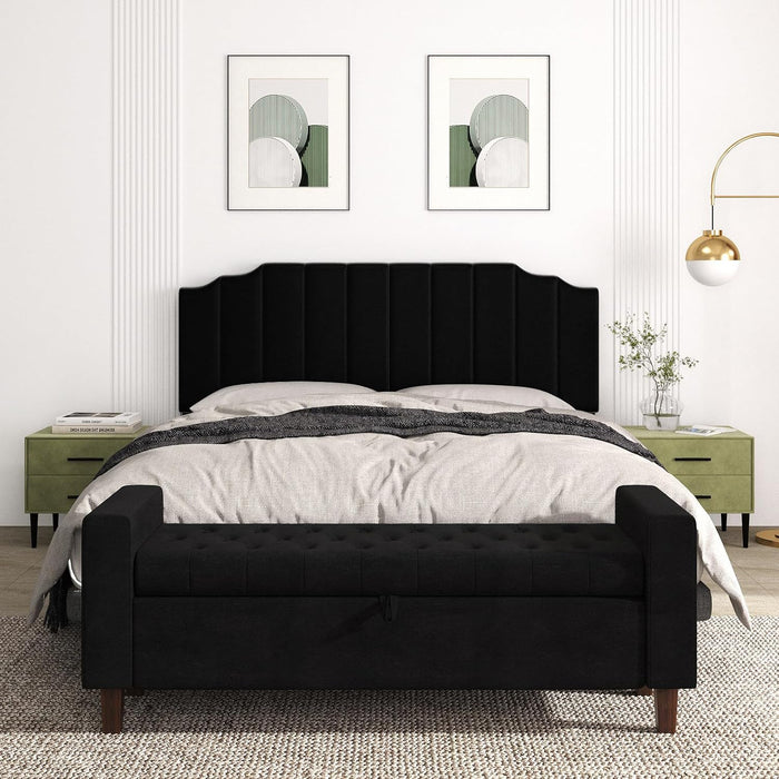 King Size Headboard Only, Velvet Wall Mounted Headboard King/California for Adjustable Bed Modern Upholstered Head Board Easy Assembly, Black