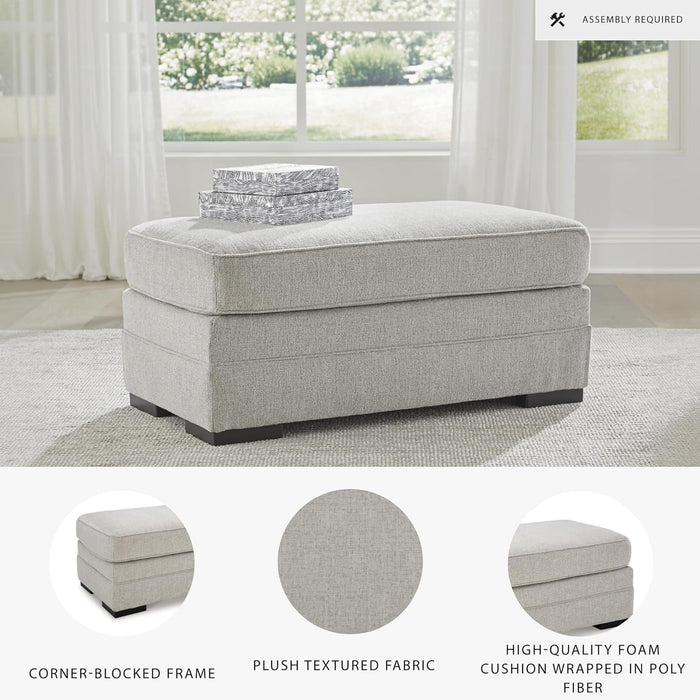Eastonbridge Casual Upholstered Rectangular Ottoman, Light Gray
