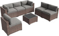 Patio Furniture Sets, 7-Piece Outdoor Patio Furniture with Thick Cushions, Wicker Outdoor Conversation Set Sectional Sofa for Backyard, Poolside, Garden