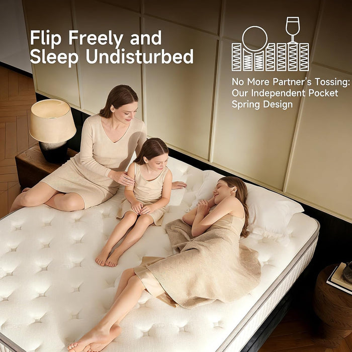Queen Mattress, 12 Inch Hybrid Queen Mattress in a Box, Memory Foam & Individual Pocket Springs, Medium Firm, Motion Isolation, Ideal for All Sleep Positions, Certipur-Us Certified