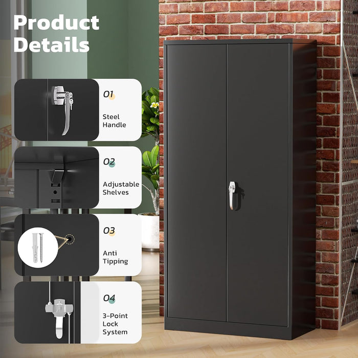 72InchTall GreenVelly Locking Cabinet Metal Storage
