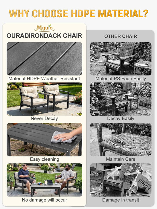 5 Seats HDPE Patio Conversation Sets, Outdoor Patio Furniture Set