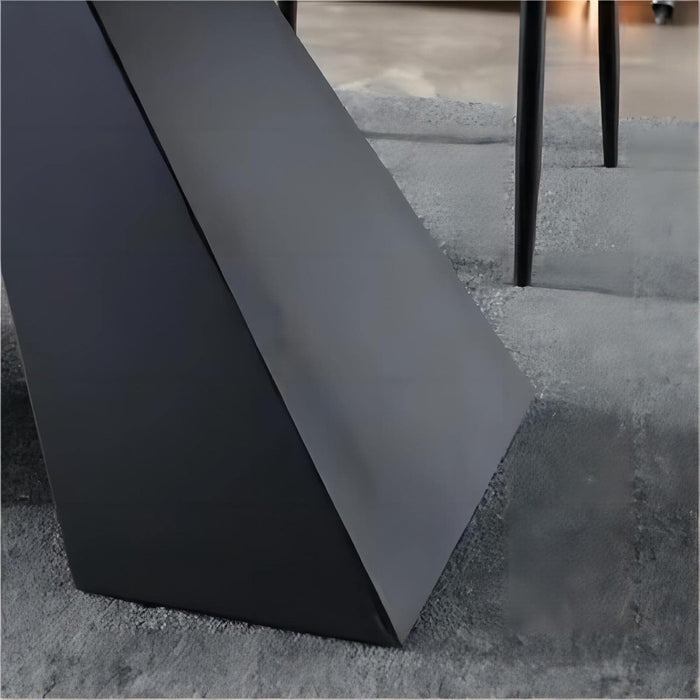 Extendable Dining Table for 8-12 Seat, Flexible Stretch, Tabletop Made from Rock Plate and Tempered Glass, Solid Carbon Steel Base, 35.4" D X 94.5" W X 30" H, Dark Grey