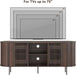 65 Inch TV Stand for Tvs up to 75 Inch, Mid Century Modern Entertainment Center with Storage and Adjustable Shelves, Curved Profile Design,Media Console with Cable Management for Living Room, Brown