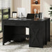 Farmhouse 47" Executive Desk,Computer Desk with Drawers and Storage Cabinet, Home Office Desk for Work and Study.Pure Black