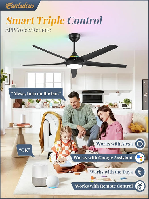 56 Inch Smart Ceiling Fan App Remote System