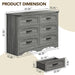 47" Farmhouse 6-Drawer Dresser for Bedroom, Grey