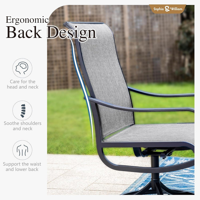 Outdoor Dining Set Patio Dining Set for 6 Outdoor Table and Chairs 7 Pieces Outdoor Patio Set with Swivel Patio Chairs 60"X 38" Metal Table for Garden Pool All Weather Grey