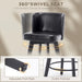 Swivel Bar Stool Set of 3, Faux Leather Low Back Counter Height Bar Stools, 27.5" Upholstered Tufted Counter Barstools with Wood Legs for Kitchen Island, Home Bar (Black)