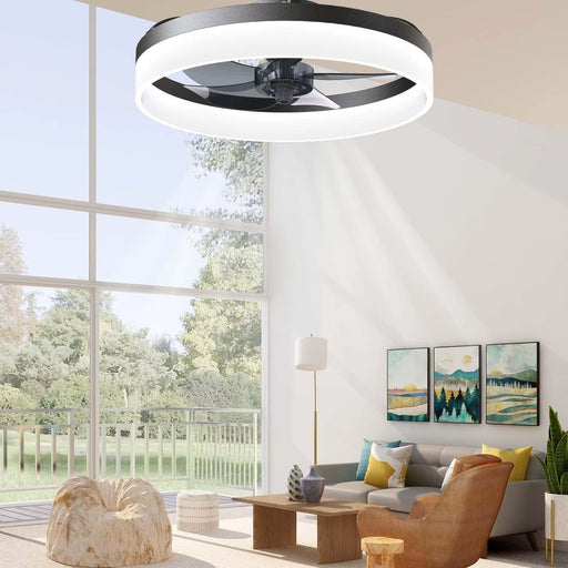 Smart Modern Ceiling Fan with Light Remote Control 6-Speed AC85-265V Lighting Fans for Bedroom and Living Room