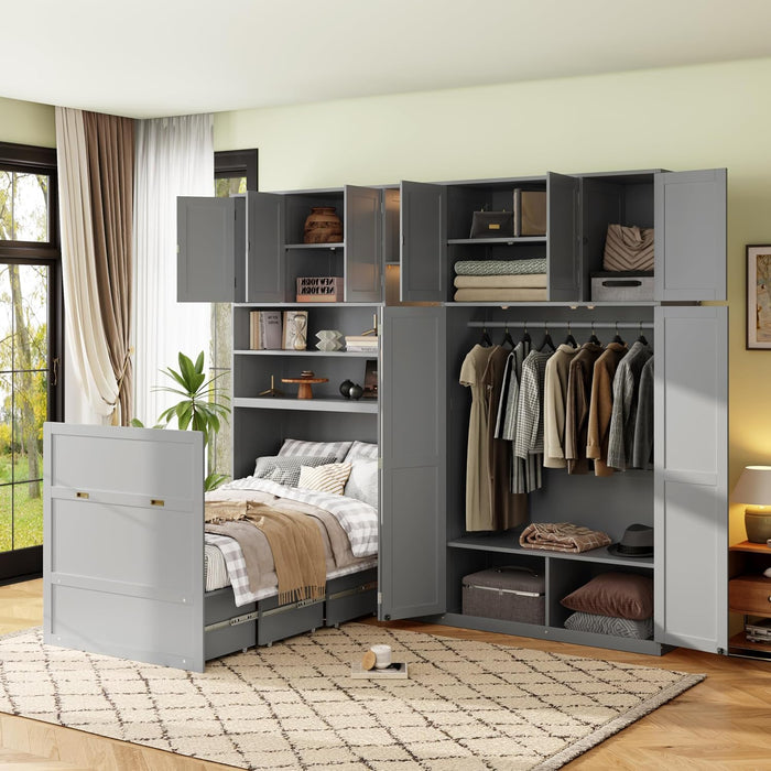 Twin Size Charcoalgray Murphy Cabinet Bed Wardrobe