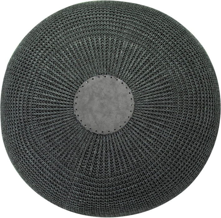 Large Ottoman Foot Stool, Knitted Foot Rest, round Pouf Chair, Modern Living Room Furniture Bean Bag, Room Decor, Bedroom Footstool, Boho Pouffe, Home Decor Poof, 20"W X 15"H, Anthracite