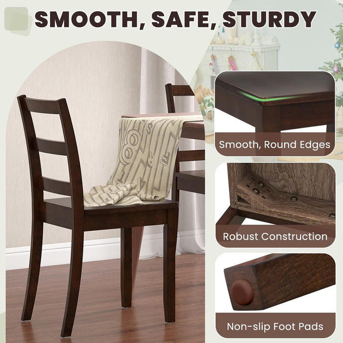 Walnut Wood Dining Chairs Set of 4, Armless Kitchen Chairs with Solid Rubber Wood Legs, Non-Slip Foot Pads, Max Load 400 Lbs, Farmhouse Seat High Ladder Back Dining Room Chairs