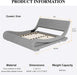 Queen Size Upholstered Bed Frame, Deluxe Low Profile Sleigh Bed with Linen Ergonomics Headboard, No Box Spring Needed & Easy Assembly, Grey