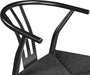 Weave Chair Mid-Century Modern Dining Chair Rattan Chair Metal Dining Chair Armchairs Hemp Seat Chair Accent Chair for Kitchen, Dining, Living Room Side Chairs Set of 2, Full Black