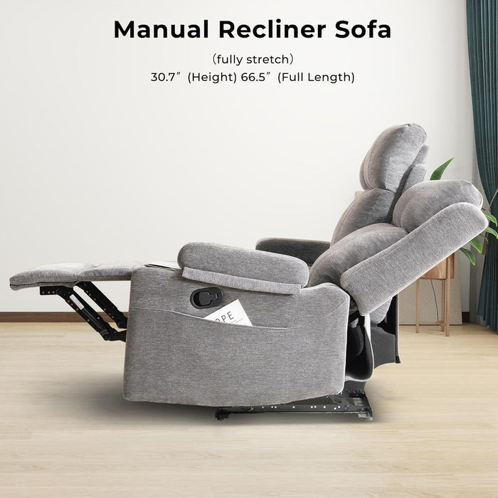 Large Manual Reclining Sofa – 3-Seater Chenille Reclining Couch with Cup Holders, Wide Seat, Easy Assembly & Spill-Resistant Fabric – Cozy Reclining Sofa for Living Room, Apartment, RV