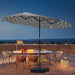 15Ft Double Sided Patio Umbrella with Solar Lights, Outdoor Large Umbrellas with Crank Handle and 36 LED Lights, Rectangular Market Umbrella with Base Included for Deck Pool Shade (With Base)