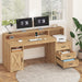 65" Farmhouse Computer Desk with Drawers and Printer Stand for Home Office