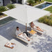 10X10 FT Rectangular Patio Umbrella with 3-Year-No-Fade Olifen Fabric, Outdoor Umbrella with 8 Faux-Wood Grain Aluminum Ribs, Market Umbrella with Pulley Lift for Poolside, Deck, Backyard, Light Gray