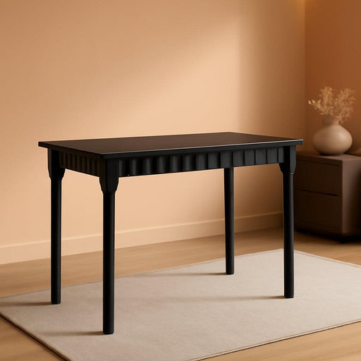 47.2 Inch Solid Wood Dining Table for 4, Mid Century Modern Oak Kitchen Table, Farmhouse Rectangular Dining Room Table for Indoor or Outdoor Use, Easy Assembly, Black