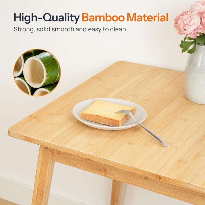 Natural Bamboo Square Dining Table EasyToAssemble TwoSeater