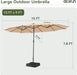 15Ft Patio Umbrella with Base Included, Outdoor Double-Sided Rectangular Umbrella with Crank Handle & Ventilation, Large Standing Umbrella for Pool, Deck, Lawn, Backyard & Beach, Beige