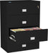 Lateral 38 Inch 4-Drawer Fireproof File Cabinet with Key Lock, Water Seal, Black,
