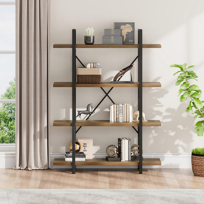 Industrial Strength Bookshelf With Rustic Oak Finish