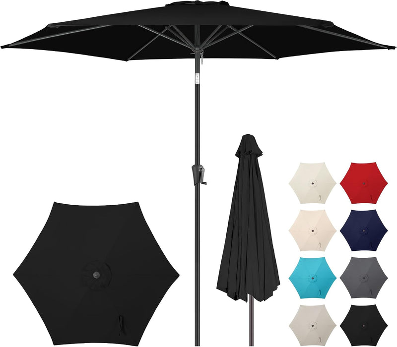 10 Ft Patio Umbrella Outdoor with Push Button Tilt, Black