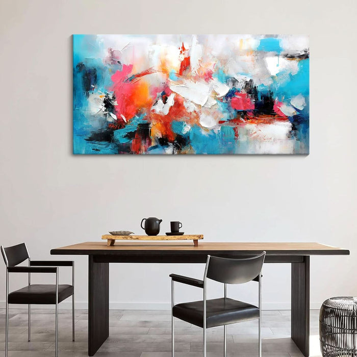 Abstract Wall Art Canvas Hand-Painted Art in Blue and Pink Office Wall Decor Wall Art for Living Room Paintings for Wall Decorations Modern Wall Decor for Bedrooms, and Dining Room 24×48In