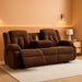 Free Wake Contemporary Dual Sided Power Reclining Sofa with Drop down Table and USB Ports, Dark Brown