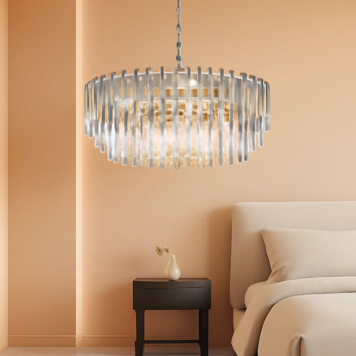 Crystal Chandelier Lighting 31'' for Dining Rooms Bedroom Foyer Entryway Ceiling Hanging Pendant Chandelier Light Fixture Lamp