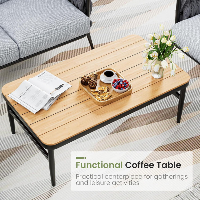 Outdoor Patio Furniture Set 6-Piece, Outdoor 5-Seat Sofa with Coffee Table, Waterproof Thick Cushion Patio Conversation Set, All Weather Outdoor Couch Set for Deck, Lawn, Balcony, Porch