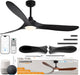 52 Inch Outdoor Ceiling Fans with Lights,Smart Wood Ceiling Fan for Alexa,Google & APP Control,Indoor/Outdoor,3 Blades,3Cct Dimmable,Black Walnut,Downrod Mount for Patio Porch
