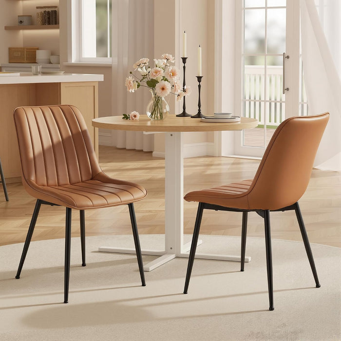 Dining Chairs Set of 2, Upholstered Kitchen Chairs, PU Leather