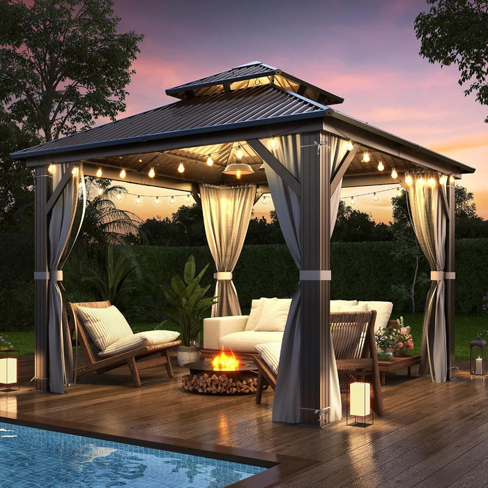 10x10 Outdoor Gazebo Weatherproof Privacy Curtains