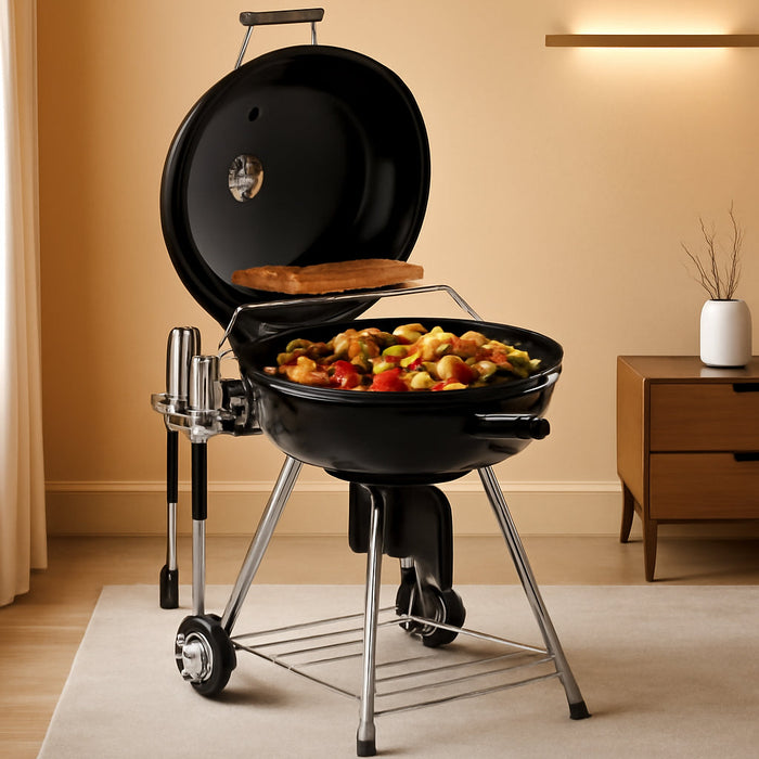 22 Inch Premium Charcoal Grill, Kettle Barbecue and Smoker Grills 500+ Sq. In. Cooking Area for Outdoor BBQ, Tailgating and Patio, Black