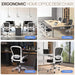 Ergonomic Office Chair - Desk Chair with Flip-Up Armrests & 135° Recline, Adjustable Lumbar Support - Space-Saving Task Chair for Business/Team Office & Home (White Frame-Black, 300Lbs)