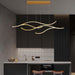 Contemporary LED Linear Wave Chandelier Gold Dimmable