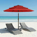 10Ft Patio Umbrella, 3 Tier Outdoor Market Table Umbrellas with 8 Fiberglass Ribs and Push Button Tilt, Windproof, Vented Canopy, UV Protection for Deck, Pool, Backyard, Red