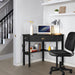 Yaheetech L Shaped Computer Desk Corner Table with Charging Station Outlets for Small Space, 90 Degree Triangle Desk Home Office Table with Drawer and Storage Shelf for Workstation, Living Room, Black