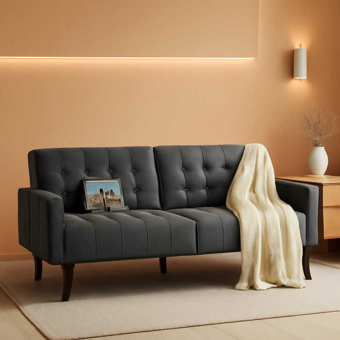 65Inch CharcoalGrey Upholstered ConvertibleSleeper Sofa