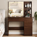 Walnut Multifunctional Vanity Desk With LED Illumination