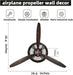 Airplane Propeller Wall Decor,Aviation Decor,Pilot Gifts,Propeller Wall Sculptures,Wall Art for Kitchen Bedroom,Living Room,Kitchen,Bathroom, Battery Operated,Metal.Bronze