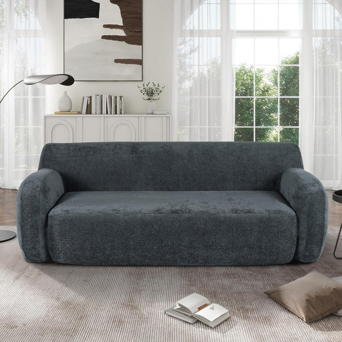 Curved Upholstered Sofa with Extra Seating