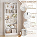 7-Tier Open Bookcase and Bookshelf, Modern Simple Floor Standing Display Storage Shelves with Top Open Compartment for Home Office, Study, Living Room - White