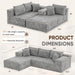 108 Inch Grey Chenille Cloud Sectional Sofa With Deep Seat