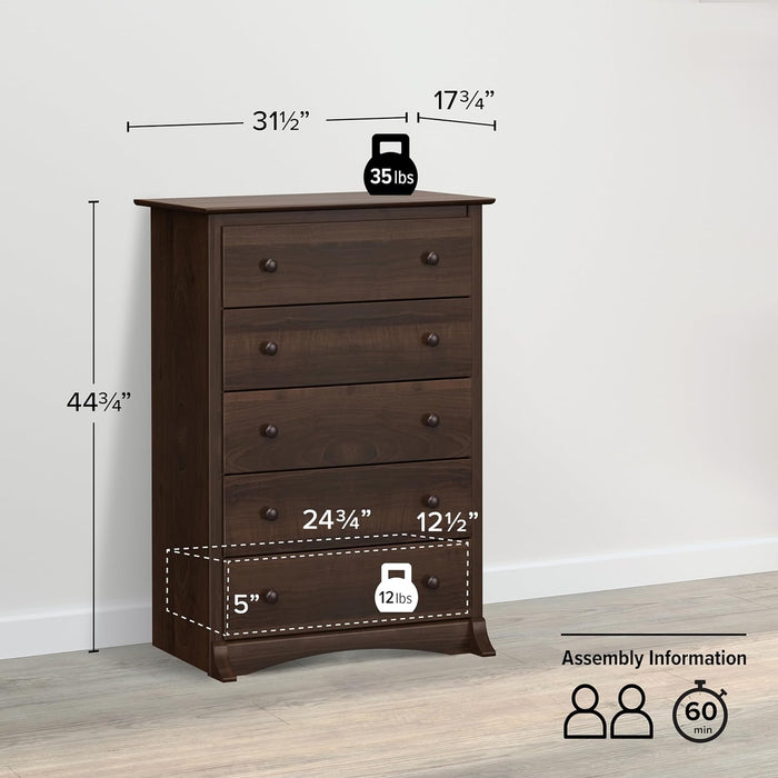 Espresso 5-Drawer Chest with Wide Top